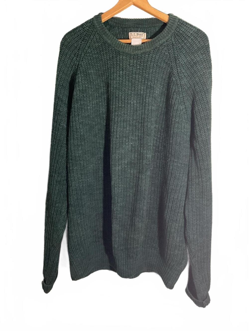 L.L. Bean Men's Tall X-Large Green Cotton Knit Sweater